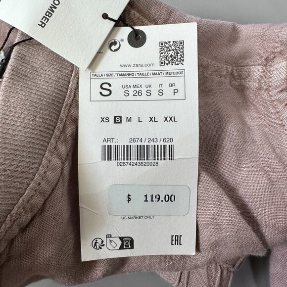Women's Zara Linen Bomber Jacket S - Picture 4 of 4
